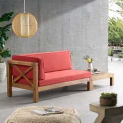 Brava - X Back Corner Bench L With Coffee Table - Red