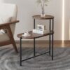 Small Coffee Tables 2 Tier Modern Sofa Side Table With Wood Storage Shelf Living Room End Tables Nightstands - Walnut Brown - Image 3