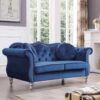 Chic Transitional Upholstered Loveseat - Navy Blue - Image 4