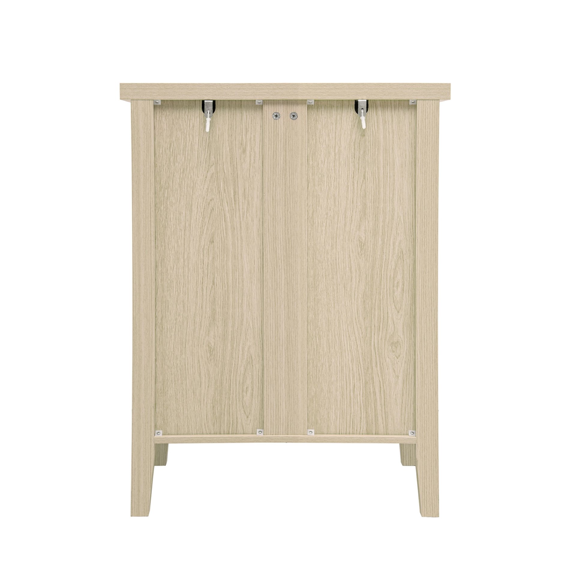 Hollow Carved 3 Drawer Cabinet Dresser Storage Chest With Metal Handles For Living Room Bedroom - Natural - Image 9