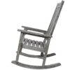Wooden Oversized Porch Rocker Chair With Wide Seat And Tall Backrest, High Back Smooth Rocking Chairs For Outdoor & Indoor - Light Gray - Image 9