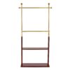 Hanger Double Layer Coat Rack With Solid Wood Partition - Gold / Walnut - Image 16
