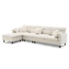 Modern Convertible Sectional Sofa L Shaped Reversible Couch Set With Free Pillows 5 Seat Cloud With Ottoman - Beige - Image 5