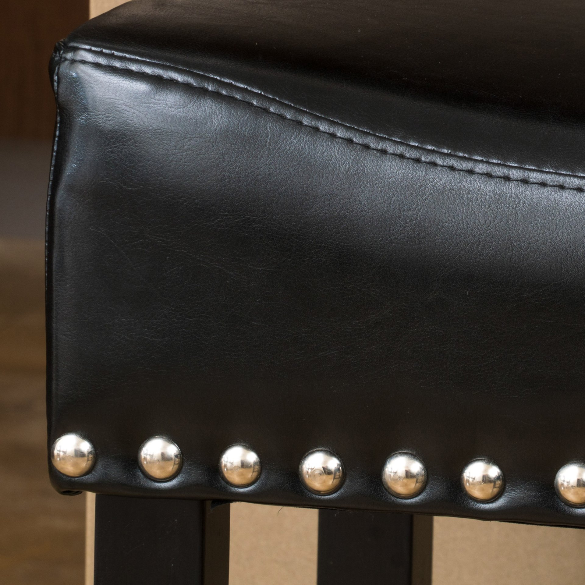 Soltique - Backless Dining Counter Stool With Leather Upholstered And Nailhead Trim (Set of 2) - Black - Image 9