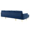 Elegant Convertible L - Shape Sectional Sofa Couch With Movable Ottoman, Velvet Upholstery - Blue - Image 12