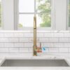 Modern Kitchen Sink Faucet With Single Handle Stainless Steel - Gold - Image 5