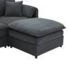 Chenille Modular Sectional Sofa, U Shaped Cloud Couch Set With Double Cushions, 6 Seat Sleeper Sofa Bed With Ottomans, Oversized Indoor Furniture - Dark Gray - Image 9