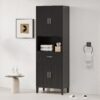 Freestanding Tall Bathroom Cabinet With Soft Close Doors And Adjustable Shelves - Black - Image 5