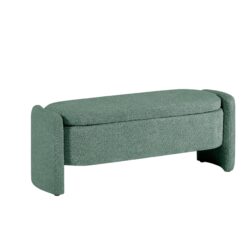 Ottoman Oval Storage Bench, 3D Lamb Fleece Bench With Large Storage Space For The Living Room, Entryway And Bedroom - Green