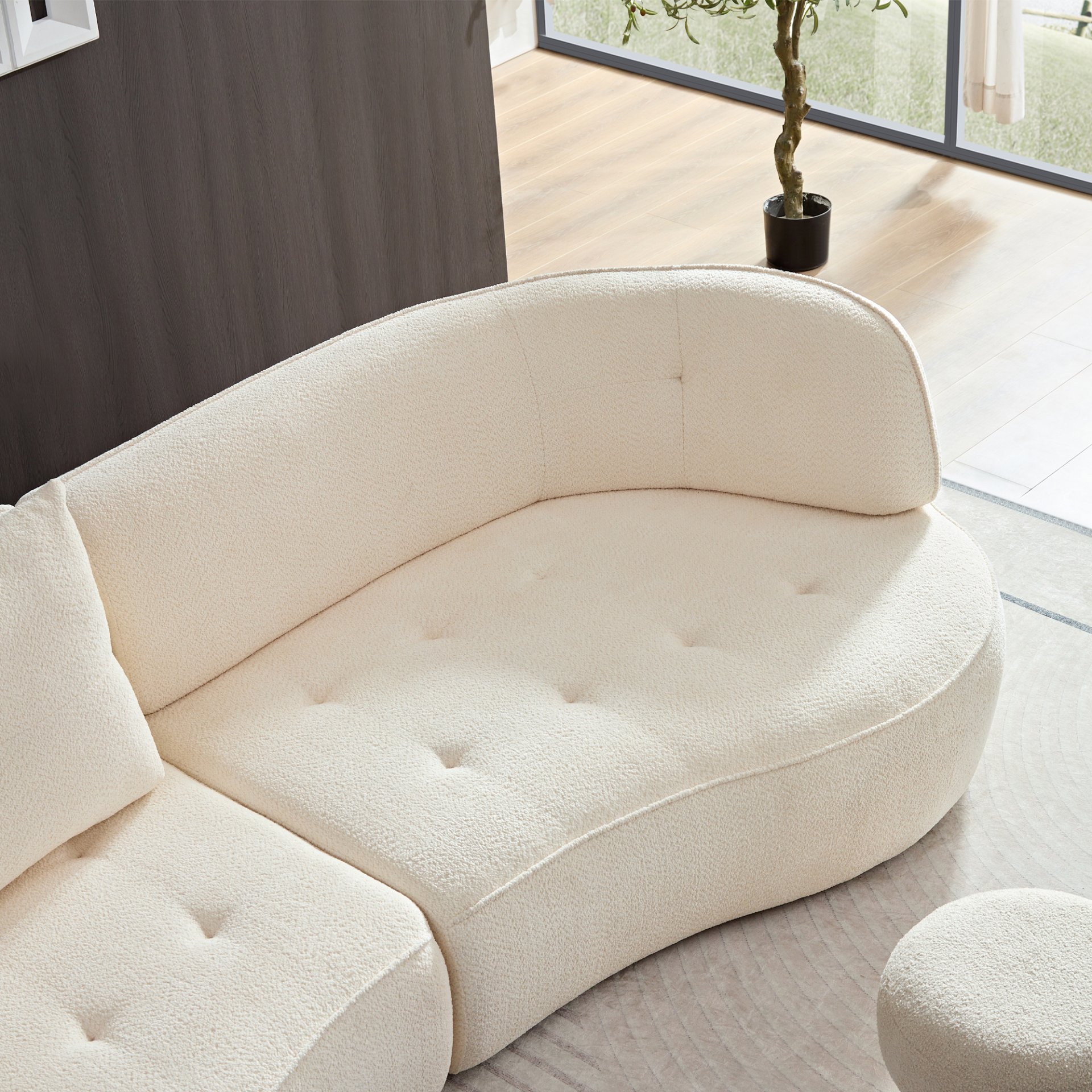 4 Seat Modular Sofa With Removable Pillows, Durable Fabric And Solid Wood Frame - White - Image 10