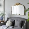 Arched Mirror With Metal Frame, Wall Mounted Mirror For Living Room Bedrrom - Gold - Image 4