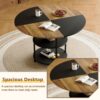 Diameter - Modern Splicing Circular Dining Table Double Layer Storage - Wood / Black - Image 6