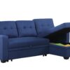 Upholstered Pull Out Sectional Sofa With Chaise - Blue - Image 5