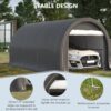 Outsunny - 10' x 16' Carport, Heavy Duty Portable Garage Storage Tent With Large Zippered Door, Anti-Uv Pe Canopy Cover For Car, Truck, Boat, Motorcycle, Bike, Garden Tools, Outdoor Work - Gray - Image 6