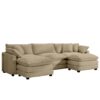 Oversized Modular Cushion Sofa Set With Portable Ottoman L Shaped Corner Low Back Deep Seating In Corduroy - Tan - Image 13