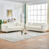 Oversized Sofa, 3 And 3 Seater, Tufted Couch For Living Room - Beige - Image 2