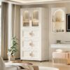 Folding Wardrobe Cabinet Wide White Plastic With Magnetic Doors, Wheels, And 10 Hangers - Cream White - Image 9