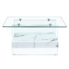 Modern 2 Tier Square Coffee Table With Clear Glass And Marble Pattern Sticker - Transparent / White - Image 10