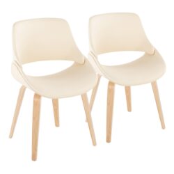 Fabrico - Mid-Century Modern Accent Dining Chair (Set of 2) - Natural / Cream