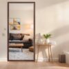Vintage Full Length Mirror Wall Mounted With Faux Wooden Frame - Brown - Image 4