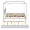 Full Size Canopy Platform Bed With Trundle Bed And 2 Drawers, Support Slats, No Box Spring Needed - Brushed White - Image 11