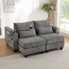 Convertible Chaise Lounge Loveseat Sofa Bed With USB Ports, Cup Holders, Phone Holder, Ample Storage - Gray - Image 7