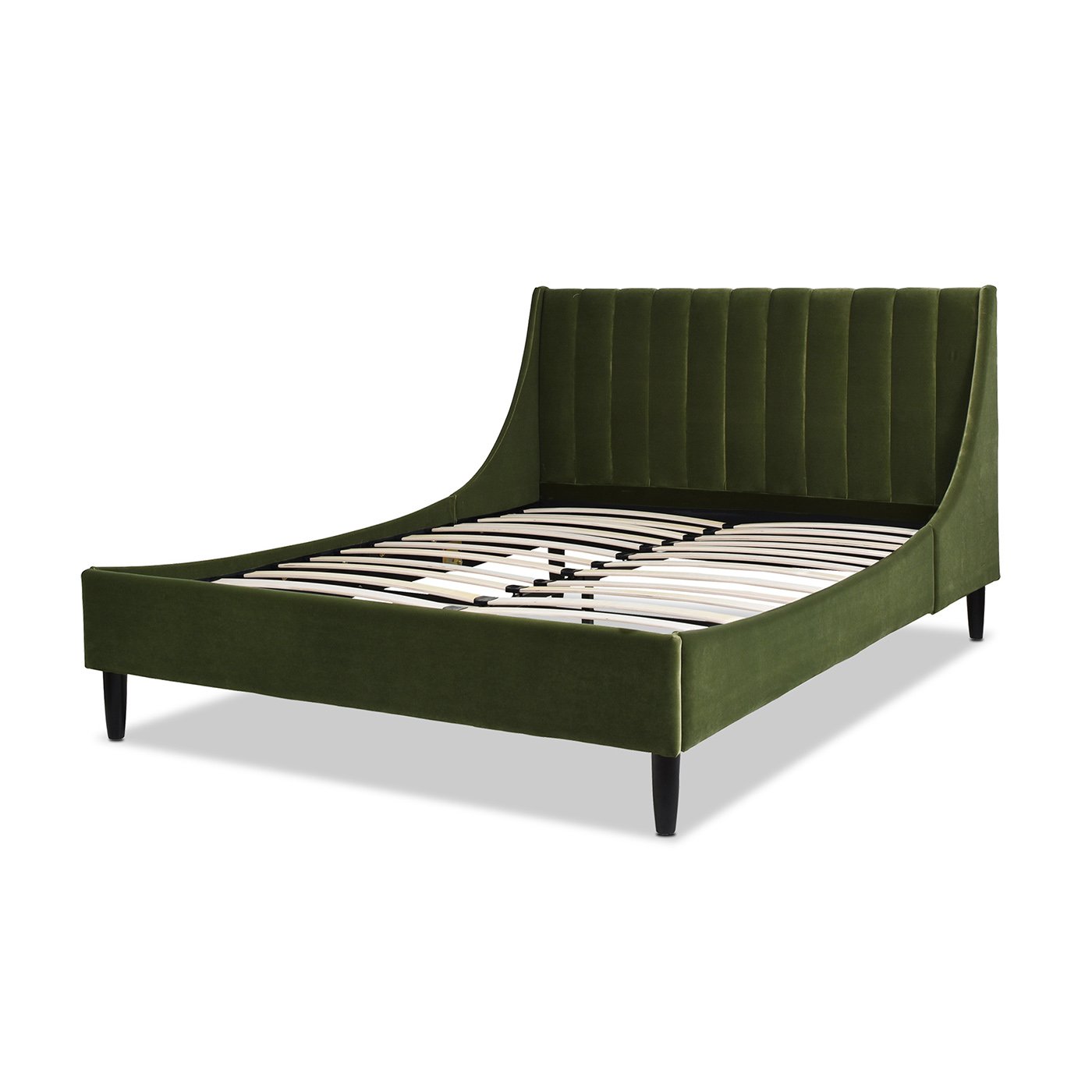 Aspen - Queen Vertical Tufted Modern Headboard Platform Bed Set - Olive Green - Image 15