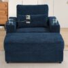 Modern Style Armchair Chaise Lounge Sofa Couch With Movable Storage Ottoman, USB Ports, Cup Holders, Phone Holder, Side Pockets - Blue - Image 9