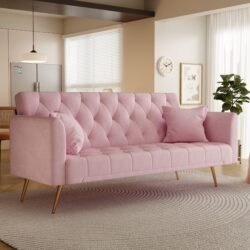 Convertible Double Folding Living Room Sofa Bed - Pink