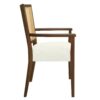 Mid Century Modern Arm Dining Chair (Set of 2) With Rattan Backrest - Beige / Walnut - Image 6