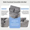 Pull Out Sofa Bed Modern Chenille Convertible Loveseat Sofa With Adjsutable Backrest, 2 Pillows, Cup Holders, USB Ports For Living Room, Apartment - Gray - Image 6