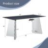 Modern Marble Patterned Dining Table With Stainless Steel Butterfly Legs, Scratch And Heat Resistant - Black / Silver - Image 3