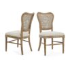 Classic Retro Dining Chair (Set of 2) With Rattan Backrest - Dark Brown / Beige - Image 5