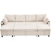 Sectional Sofa Pull Out Sofa Bed Versatile Sofa Sleeper With Large Storage Space, Two USB Ports And Two Cup Holders For Living Room - Beige - Image 21