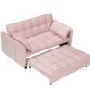 Modern Velvet Sofa, Sofa Pull-Out Bed, Small Love Seat Casual Sofa With Back, With Pillow, Pockets, Living Room Furniture, 3 In 1 Convertible Sleep Sofa Bed - Pink - Image 10
