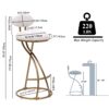 Modern S Shaped Bar Stools (Set of 2) With Backrest Floral Print Upholstered Dining Chairs Counter Height For Kitchen Island - Gold & White Print - Image 3
