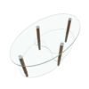 Transparent Oval Glass Coffee Table, Modern Table In Living Room Oak Wood Leg Tea Table 3-Layer Glass Table - Brown - Image 8