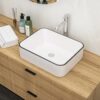 Modern Rectangular Vessel Bathroom Sink - White - Image 2