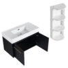 Modern 36" Wall Mounted Bathroom Vanity With Thick Edge Resin Sink And Storage Rack Plywood - Black Chestnut - Image 13