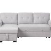 Lucca II - Woven Fabric Reversible Sleeper Sectional Sofa With Storage Chaise and Pocket Coil Seating - Light Gray - Image 3