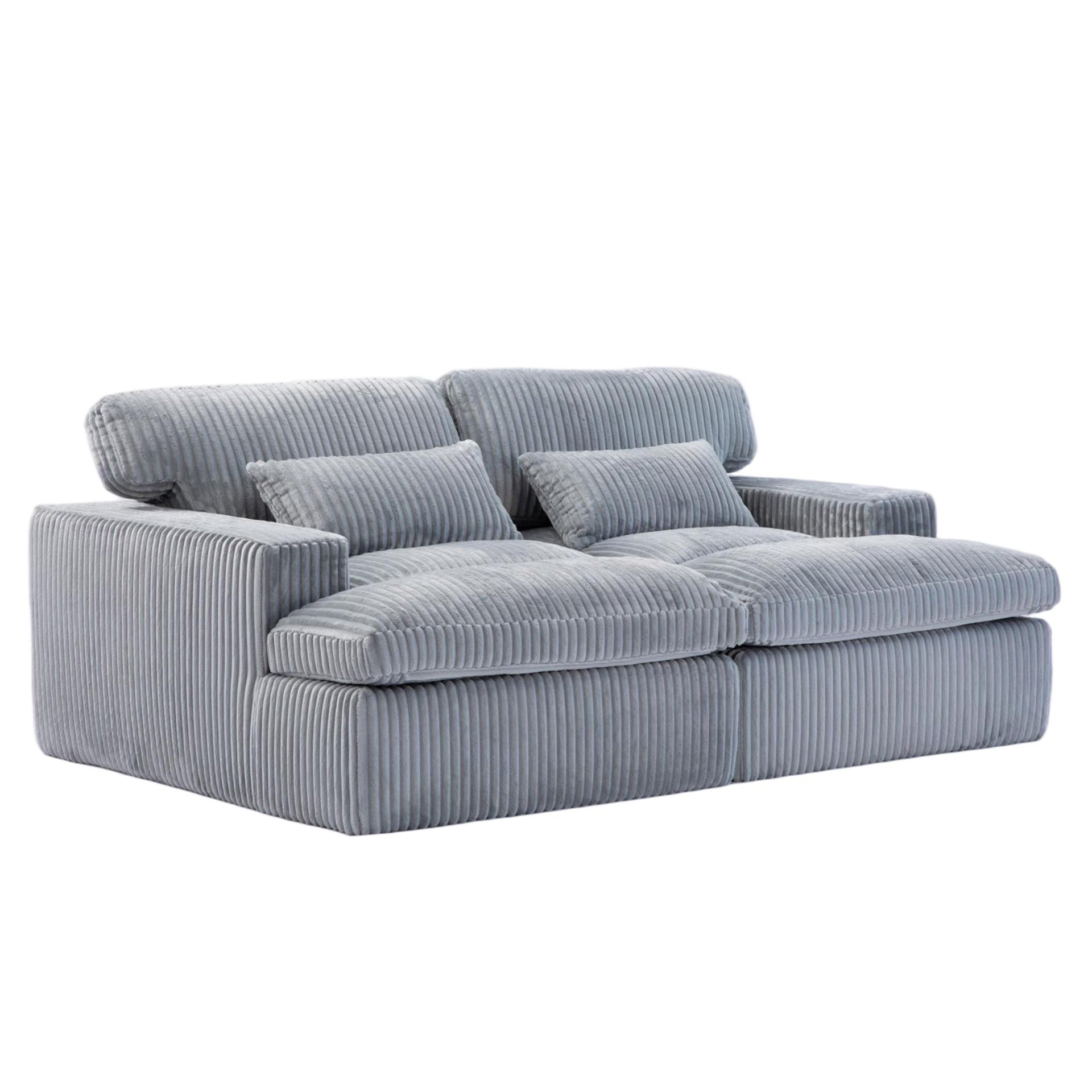 Double Chaise Lounge Chair Indoor, Oversized Upholstered Sleeper Cloud Couch, Deep Seat Sofa Bed - Gray - Image 14
