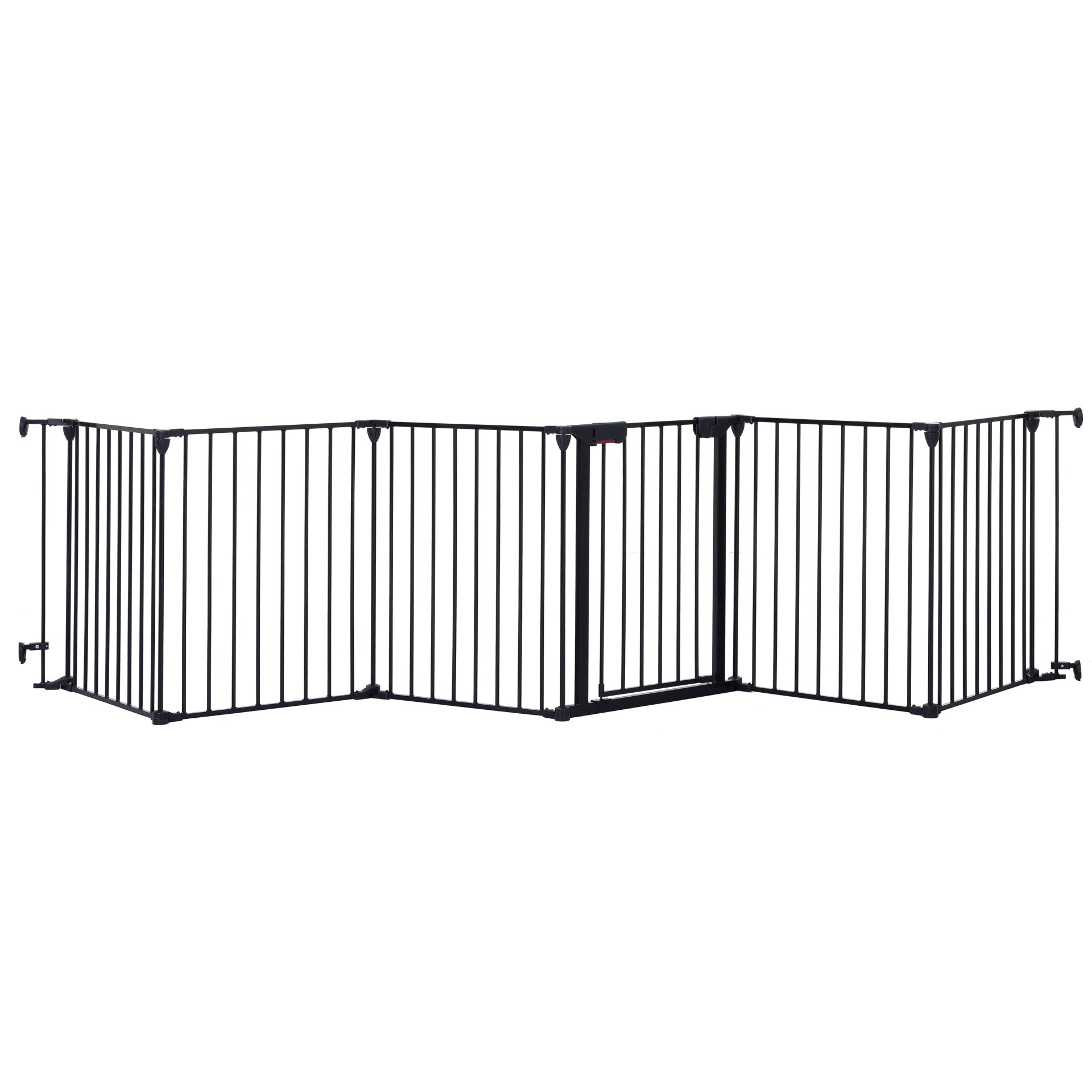 Adjustable Safety Gate 6 Panels Play Yard Metal Doorways Fireplace Fence Christmas Tree Fence Gate For House Stairs Gate Prohibited Area Fence - Black - Image 10