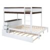 Full Over Full Bunk Bed With Twin Size Trundle, Storage And Desk - White / Walnut - Image 6