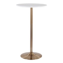 Pebble - Contemporary / Glam Adjustable Dining Or Bar Table - Gold / White