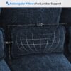 Modern U-Shaped Sectional Sofa With Waist Pillows, 6 Seat Upholstered Symmetrical Sofa Furniture, Sleeper Sofa Couch With Chaise Lounge - Blue - Image 16