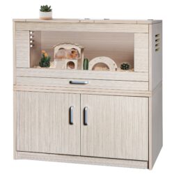 Guinea Pig Cages, Hamster Cage Wood With Independent Storage Cabinet, House For Rat Chinchilla With Guinea Pig Hutch And Bridge, Openable Top With Acrylic Sheets - Natural Wood