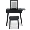 Makeup Vanity Desk With Flip Top Mirror And LED Light, Dressing Table With Charging Station, 2 Drawers And Fold Up Panel, Vanity Set With Cushioned Stool For Bedroom - Black - Image 11