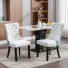 Nikki - Modern, High-End Tufted Solid Wood Contemporary And Velvet Upholstered Dining Chair With Wood Legs Nailhead Trim (Set of 2) - White / Light Blue - Image 14