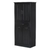 Stylish Bathroom Storage Cabinet With 2 Laundry Baskets And Drawer - Black - Image 13