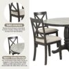 5 Pieces Dining Table And Chairs Set For 4 Persons, Kitchen Room Solid Wood Table With 4 Chairs - Gray - Image 4